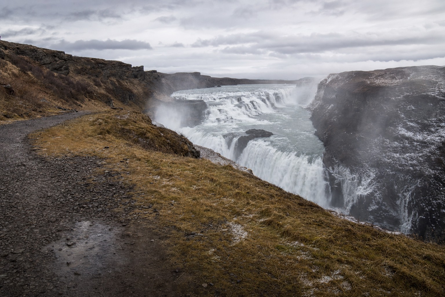 Gullfoss waterfall on Iceland's Golden Circle route
