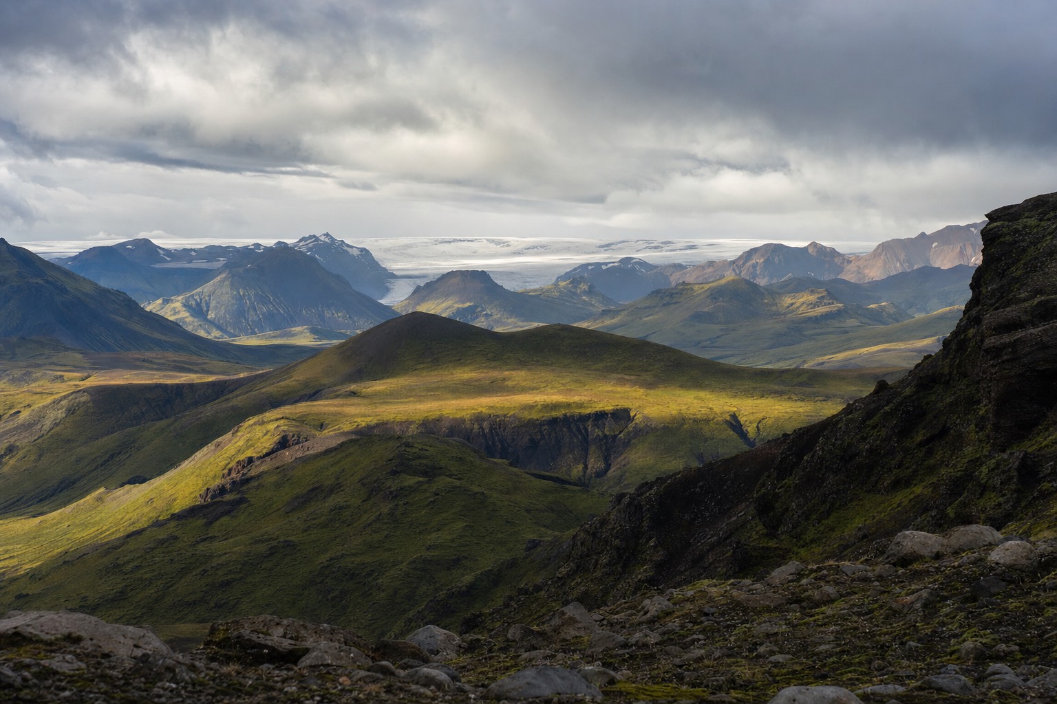 A highlands vista over the East Fjords, useful for Ring Road route planning